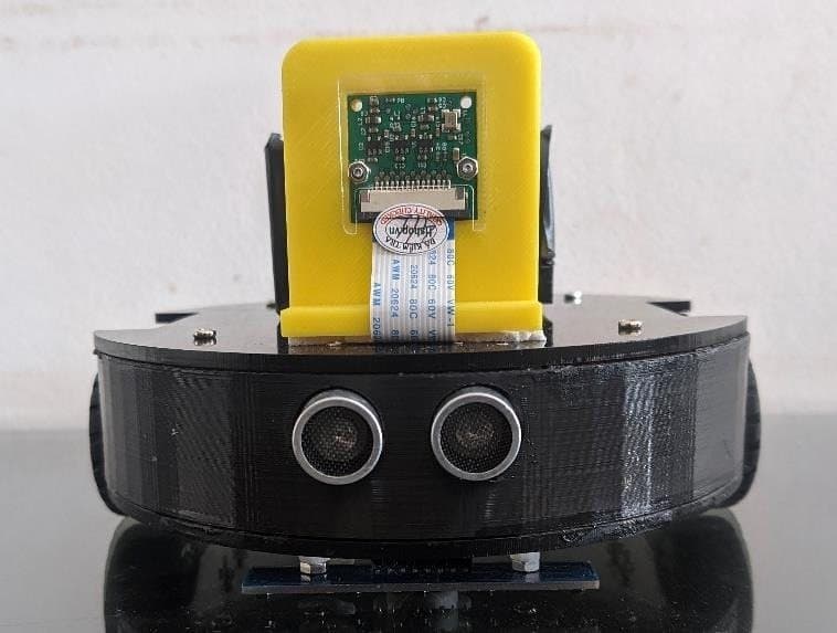 Front: Pi camera mount and ultrasonic sensor